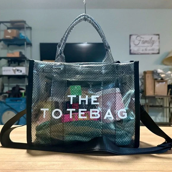 Zenana Clear Shimmer Plastic Stadium Approved Tote Bag Loaded Designer Goodies - Picture 2 of 16